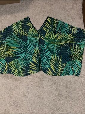 Miss Tina Green and Teal Tropical Print Top